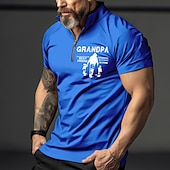 billiga Rolig textpolo för män-Herrarnas kortärmade kvart zip T-shirt Morfar barnbarns bästa vän  barnbarns bästa partner i brott familjegåva grafisk