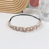 economico Accessori per acconciature-1 pezzi di strass in rilievo elastico della fascia gioiello fasce fascia dei capelli della perla perline di cristallo delle donne avvolgere la testa delle ragazze della signora accessori dei monili