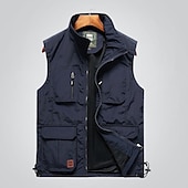 cheap Men&#039;s Vest-Men&#039;s Vest Gilet Fishing Vest Hiking Vest Sleeveless Vest Gilet Jacket Fishing Daily Wear Festival Business Basic Summer Multi Pocket Nylon Breathable Soft Comfortable Solid Colored Zipper Turndown