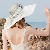 preiswerte Partyhut-hüte kopfschmuck sinamay melone / cloche hut sonnenhut sinamay hut strand damentag elegant britisch mit schleife spleißen kopfschmuck kopfbedeckung abschluss