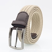 baratos Cintos para Homem-cinto masculino simples casual de malha de poliéster elástico com fivela presente moderno para namorado e pai
