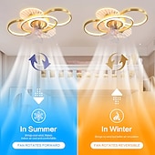 billige Lamper til takvifte-takvifte med lys dimbar sirkeldesign krystall 62cm 6 vindhastigheter moderne takvifte for soverom, stue app&amp;amp; fjernkontroll 110-240v