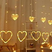 رخيصةأون يعمل عن طريق USB-أضواء سلسلة الستار led 126 بطارية ضوء سلسلة led&amp;amp; أضواء على شكل قلب تعمل بالطاقة USB مقاومة للماء 8 أوضاع وامضة لفتاة عيد الحب والزفاف والكريسماس وأضواء نافذة الفندق