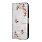 お買い得  iPhone用ケース-iPhone 16e用の電話ケース iPhone 15 Pro Max Plus iPhone 14 13 12 11 Pro Max Mini X XR XS Max 8 7 Plus 財布ケース フリップカバー スタンドホルダー フルボディ保護 ブリンブリン グリッター シ shiny TPU ラインストーン
