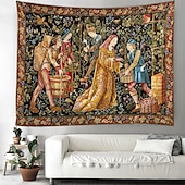 cheap Medieval Tapestry-Medieval Painting Tapestry Middle Age Tapestry Grape Harving Wall Art Large Tapestry Mural Decor Photograph Backdrop Blanket Curtain Home Bedroom Living Room Decoration