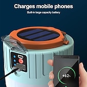 cheap Camping Lights &amp; Lanterns-1pc Solar Led Camping Light，Solar Powered Portable Rechargeable Camping Lanterns, Outdoor Lighting Lamp With Mobile Phone Charging Function,Multi-functional Emergency Lamp