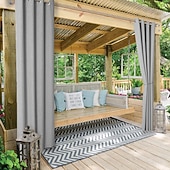 cheap Waterproof Curtains-Waterproof Outdoor Curtain Privacy, Sliding Patio Curtain Farmhouse Drapes, Pergola Curtains Grommet For Gazebo, Balcony, Porch, Party, Hotel, 1 Panel