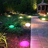 ieftine Lumini de peisaj-lumini solare de grădină strălucitoare în aer liber lampă în formă de pietruită decor grădină lumină rgb impermeabil peisaj lumini de noapte pentru gazon calea de nuntă