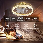 cheap Ceiling Fan Lights-Ceiling Fan with Light Dimmable Circle Design Crystal 50cm 6 Wind Speeds Modern Ceiling Fan for Bedroom, Living Room App &amp; Remote Control 110-240V