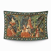 tanie Tkanina średniowieczna-Średniowieczny Gobelin Malarski Gobelin z epoki średniowiecza Sztuka na ścianę Duży gobelin Dekoracja muralu Fotograficzne tło Koc Zasłona Dom Sypialnia Salon Dekoracja