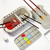 baratos materiais de pintura, desenho e arte-1 conjunto multifuncional 3 em 1 balde de caneta de lavagem com suporte de caneta e tampa de paleta de pintura pincel de bacia ferramenta de lavagem de banheira para pintura de arte guache aquarela