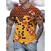 cheap Animal Print T shirts-Men&#039;s Unisex Bee Graphic Prints Shirt T shirt Tee Short Sleeve T shirt 3D Print Crew Neck Shirt Designer Casual Big and Tall Daily Holiday A B C Summer Clothing Apparel S M L XL XXL 3XL 4XL
