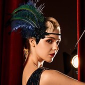 economico Accessori e altro-Vintage Anni Ruggenti Anni 1920 Fascia Flapper Il grande Gatsby Invitato al matrimonio Retrò Piume Costume Per donna Halloween Natale Performance Adulti Fascia