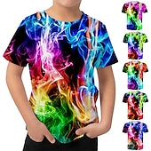 levne 3D vize a geometrie chlapce-Chlapecké 3D Grafika Tričko Krátký rukáv 3D tisk Léto Jaro Aktivní Sportovní Módní Děti 3-12 let Venkovní Denní Běžný