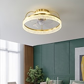 cheap Ceiling Fan Lights-Ceiling Fan with Light Dimmable Circle Design Crystal 50cm 6 Wind Speeds Modern Ceiling Fan for Bedroom, Living Room App &amp; Remote Control 110-240V