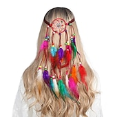billige Tilbehør til hårstyling-boho stil fjær hårbånd påfugl fjær hodebånd indisk håndvevd fjær hodeplagg hårtilbehør