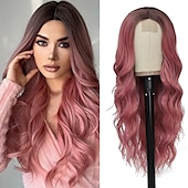 economico Parrucche trendy sintetiche-parrucche lunghe ombre bionde per le donne parrucca parte centrale ondulata lunga 26 pollici parrucche bionde ombre fibra proteica aggiornata parrucca di sostituzione dei capelli dall&#039;aspetto