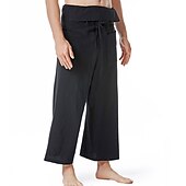 levne Retro-Pánské Kalhoty Letní kalhoty Volné kalhoty Plážové kalhoty Kapsy Šňůrky Pevná barva Prodyšné Yumuşak Plná délka Jóga Ležérní Lidový styl Volné Černá Armádní zelená Neelastické