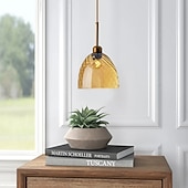 abordables Suspension-Lampes suspendues à LED îlot de cuisine en verre 10 &quot;éclairage en verre soufflé à la main luminaires d&#039;entrée de foyer de ferme moderne globe suspendu au plafond sur la table ambre/gris fumé 110-240v