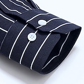 billige ikke-jernskjorter for menn-Herre Dresskjorter Rutete / stripete / Chevron Bryllup Kontor og karriere Svart Mørk Marineblå Blå Langermet Aftæpning Alle årstider Klær