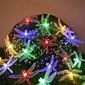 preiswerte Landschaftslichter-Solar-Lichterkette für die Gartendekoration – 5 m, 20 LEDs, Libelle und Schmetterling, wasserdichte Kranzlichter für den Rasen, Hochzeits- und Partydekoration