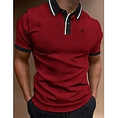 preiswerte Klassisches Poloshirt für Herren-Herren Polos mit Knöpfen Poloshirt Casual Festtage Kargen Kurzarm Modisch Basic Glatt Klassisch Sommer Regular Fit Feuer rot Schwarz Weiß Gelb Rosa Dunkelmarine Polos mit Knöpfen