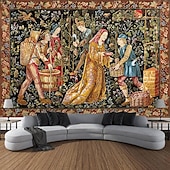 cheap Medieval Tapestry-Medieval Painting Tapestry Middle Age Tapestry Grape Harving Wall Art Large Tapestry Mural Decor Photograph Backdrop Blanket Curtain Home Bedroom Living Room Decoration