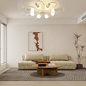 preiswerte Dimmbare Deckenleuchten-LED-Deckenleuchte, 6/8-flammig, dimmbar mit Fernbedienung, Unterputz-Deckenleuchte, Acryl-Lampenschirm, Kronleuchter, Schlafzimmer, Wohnzimmer, Blumenform, Schwarz/Weiß, 110–240 V