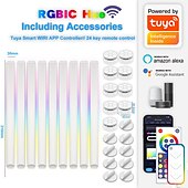 お買い得  スマートライト-RGB LEDスマートライトイリュージョンインテリジェントスプライシングライトDIY屋内装飾雰囲気ライトEスポーツLED音声制御音楽装飾