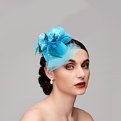 preiswerte Faszinator-Fascinator Hüte Kopfbedeckung Netz Teeparty Pferderennen Ladies Day Melbourne Cup Handgemacht mit floralem Kopfschmuck Kopfbedeckung Kleid zum Beeindrucken Renntag Kleid