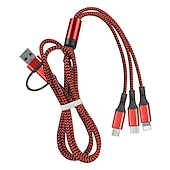 cheap Cell Phone Cables-Multi Charging Cable 3.9ft USB A to Type C / Micro / IP 3 A Fast Charging Nylon Braided Durable 3 in 1 For Macbook iPad Samsung Phone Accessory