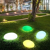 ieftine Lumini de peisaj-lumini solare de grădină strălucitoare în aer liber lampă în formă de pietruită decor grădină lumină rgb impermeabil peisaj lumini de noapte pentru gazon calea de nuntă