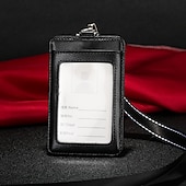 levne pouzdra a pouzdra na karty-Skutečná kůže pracovní držák karet módní ID badge držáky s nylonovým šňůrkou ID případ kancelářské potřeby