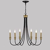 economico Lampadari-lampadario in stile candela a 6 luci 26 &quot;lampada a sospensione classica classica semplice, plafoniera a isola da cucina per ingresso, corridoio, foyer della sala da pranzo
