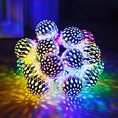 abordables Guirlandes solaires-Guirlande lumineuse solaire marocaine élégante pour réception de mariage, guirlande lumineuse à LED en forme de globe, éclairage d&#039;extérieur étanche, 8 modes d&#039;éclairage, boule lumineuse étanche