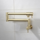 cheap Wall Mount-Pot Filler Bathroom Faucet Only Cold Water Stainless Steel, Brushed Golden Nickel Foldable Sink Wall Mount Folding Fill Pot Basin Tap Double Joint Swing Arm Single Hole 2 Handle