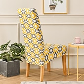 baratos Capa para Cadeira de Jantar-Capas de cadeira de jantar elásticas xl/oversized removível lavável elastano macio capa de cadeira grande com encosto alto para sala de jantar cozinha mesa de hotel banquete