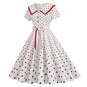 olcso Ruhák-Pöttyös Retró 1950-es Egy vonalú ruha Rockabilly Swing ruha Pöttyös Női Alkalmi / Napi Lánybúcsú Felnőttek Ruha Hazatérő ruhák