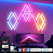 お買い得  スマートライト-RGB LEDスマートライトイリュージョンインテリジェントスプライシングライトDIY屋内装飾雰囲気ライトEスポーツLED音声制御音楽装飾