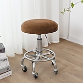 abordables Couverture de chaise de salle à manger-velours rond tabouret de bar siège couvre pub comptoir tabouret chaise housse carré pivotant tabouret élastique bar chaise couvre lavable housse de coussin pour café partie bar restrant