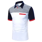 cheap Men&#039;s Classic Polo-Men&#039;s Button Up Polos Cotton Polo Shirt Casual Holiday Lapel Short Sleeve Fashion Basic Color Block Classic Summer Regular Fit White Yellow Burgundy Dark Navy Blue Button Up Polos