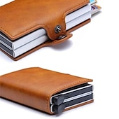 levne pouzdra a pouzdra na karty-Pop Up RFID držák kreditních karet peněženka držáky kreditních karet PU kůže blokující RFID peněženka muže držák ID karty hliníkové pouzdro peněženka