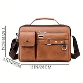 cheap Men&#039;s Bags-Men&#039;s Brown Faux Leather Messenger Bag with Multiple Pockets and Adjustable Strap - Stylish and Functional Crossbody Bag for Travel and Daily Use
