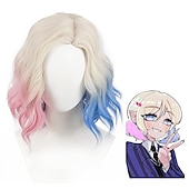 economico Parrucche dei personaggi dei film-Parrucca Enid Sinclair. Parrucca Cosplay Enid Sinclair Costumi Parrucche Bianche Corte Ondulate Gradient di Donne Ragazze Capelli Sintetici Festa di Carnevale Halloween