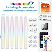 お買い得  スマートライト-RGB LEDスマートライトイリュージョンインテリジェントスプライシングライトDIY屋内装飾雰囲気ライトEスポーツLED音声制御音楽装飾