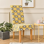 baratos Capa para Cadeira de Jantar-Capas de cadeira de jantar elásticas xl/oversized removível lavável elastano macio capa de cadeira grande com encosto alto para sala de jantar cozinha mesa de hotel banquete
