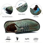 abordables Baskets-chaussures décontractées à lacets en similicuir vert pour hommes – coutures artisanales, coupe confortable et style vintage pour un usage quotidien