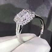 cheap Rings-Ring Wedding Geometrical Silver Rhinestone Alloy Love Stylish Luxury Elegant 1PC