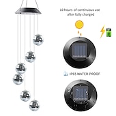 cheap Solar String Lights-Solar Wind Chime Light Mosaic Ball Night Light 7-Color Changing Independence Day Flag for Outdoor Patio Garden Window Curtain Tree Decoration
