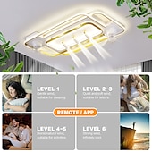 cheap Ceiling Fan Lights-Ceiling Fan with Light 3 Spotlight App &amp; Remote Control 101cm Dimmable 6 Wind Speeds Modern Ceiling Fan for Bedroom, Living Room 110-240V